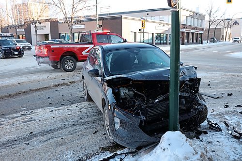 03022025
Emergency crews responded to a two vehicle collision at the intersection of Princess Avenue and 10th Street in Brandon on Monday afternoon. Both vehicles involved in the collision hit light standards after colliding. Portions of 10th Street and Princess Avenue were closed at the intersection until the vehicles were removed and the debris cleaned up.
(Tim Smith/The Brandon Sun)