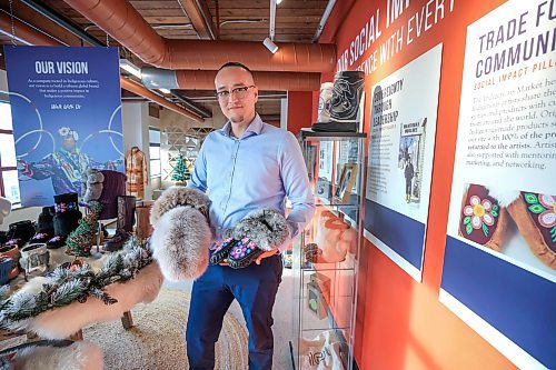 RUTH BONNEVILLE / FREE PRESS
BIZ - Manitobah
Manitobah business headquarters
25 Forks Market Rd.
Photo of Daman Morissette vice president, social impact, at Manitobah business headquarters at the Forks Monday.
Daman Morissette, vice president, social impact, at Manitobah to accompany an article about the company's latest social impact report.
See story by Aaron
Feb 3rd, 2025