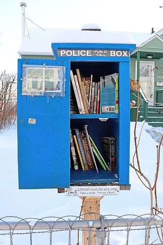 Rachel Ferstl / Winnipeg Free Press
Zana Lutfiyyaճ TARDIS themed little free library