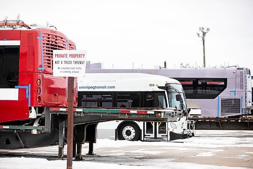 MIKAELA MACKENZIE / FREE PRESS
	

Buses behind the Motor Coach Industries building in Pembina, North Dakota on Wednesday, Feb. 5, 2025.

For Conrad story.
Winnipeg Free Press 2025