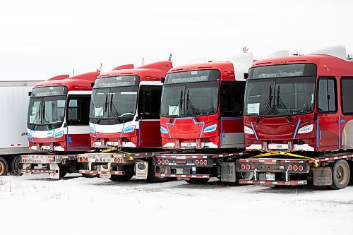 MIKAELA MACKENZIE / FREE PRESS
	

Buses behind the Motor Coach Industries building in Pembina, North Dakota on Wednesday, Feb. 5, 2025.

For Conrad story.
Winnipeg Free Press 2025