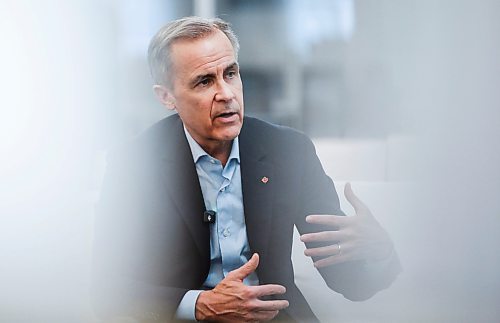 JOHN WOODS / FREE PRESS
Mark Carney, candidate for the Liberal party leadership, talks to Dan Lett at Launch Co-working Space Monday, February 10, 2025.
Reporter: dan