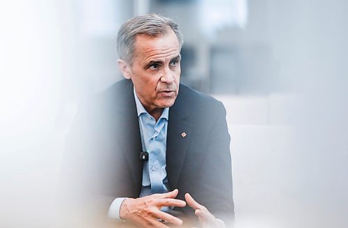 JOHN WOODS / FREE PRESS
Mark Carney, candidate for the Liberal party leadership, talks to Dan Lett at Launch Co-working Space Monday, February 10, 2025.
Reporter: dan