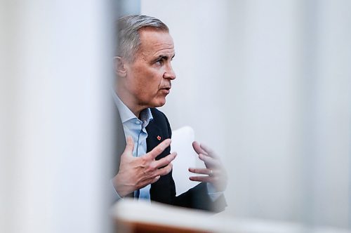 JOHN WOODS / FREE PRESS
Mark Carney, candidate for the Liberal party leadership, talks to Dan Lett at Launch Co-working Space Monday, February 10, 2025.
Reporter: dan