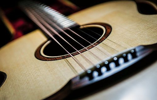 JOHN WOODS / FREE PRESS
One of Phil Campbell-Enns’ guitars is photographed in his basement workshop Tuesday, February 11, 2025. Campbell-Enns, a pastor at Home Street Mennonite Church, side hustle is building acoustic guitars in his basement workshop.
Reporter: dave