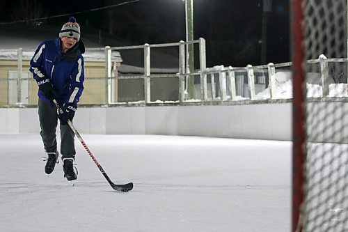 Fifteen year-old Mason Harvey skates at the Central Community Centre in Brandon. On a night that the overnight low reached -32 degrees, it was -26 below at the time he was working on his hockey skills. (Matt Packwood/The Brandon Sun) Feb. 11, 2025