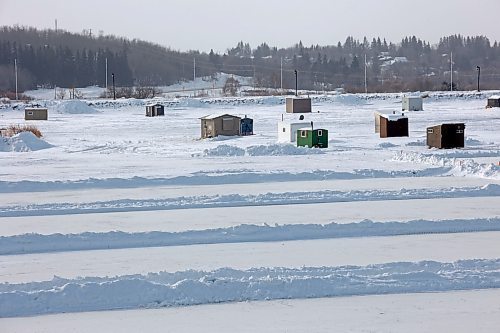 13022025
Ice sheets for skating are cleared on Minnedosa Lake n ear ice fishing shacks in advance of this weekend&#x2019;s 2025 Skate the Lake and Rock the Lake pond hockey and curling tournaments. The event runs Saturday and Sunday. 
(Tim Smith/The Brandon Sun)