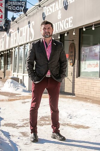BROOK JONES/FREE PRESS
Tony Siwicki, 48, chair of the Manitoba Restaurant & Foodservices Association and owner of Silver Heights Restaurant, stands in front of the restaurant and lounge at 2169 Portage Ave. in Winnipeg, Man., Friday, Feb. 14, 2025.