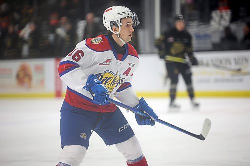 26022025
Rylen Roersma #16 of the Edmonton Oil Kings during WHL action against the Brandon Wheat Kings at Westoba Place on Wednesday evening. 
(Tim Smith/The Brandon Sun)