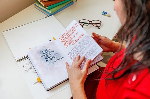 MIKE DEAL / FREE PRESS
Janet Murata a Japanese Canadian professional calligrapher who was a Maker-in-Residence with the Winnipeg Public Library in the fall of 2024.
Janet flips through one of her journals.
Reporter: AV Kitching
250225 - Tuesday, February 25, 2025.