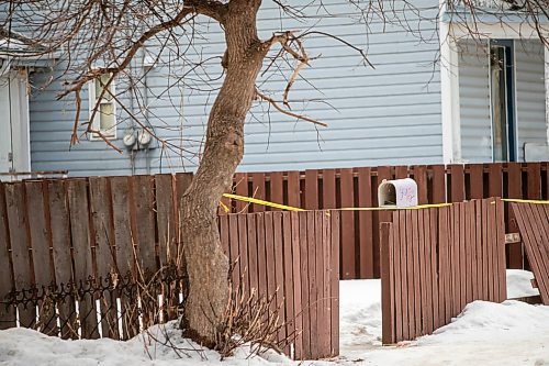 BROOK JONES/FREE PRESS
Police line do not cross tape is pictured outside a house on Magnus Avenue between Andrews Street and McGregor Avenue in Winnipeg, Man., Wednesday, Feb. 26, 2025. Winnipeg Police Service vehicles including a forensics vehicle were also seen parked outside the house.