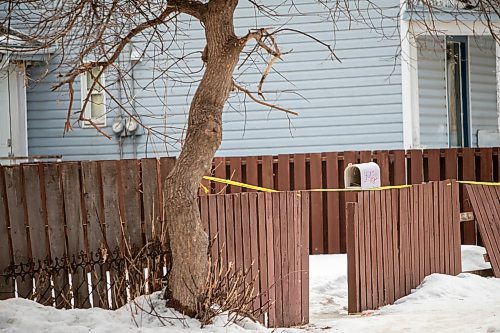 BROOK JONES/FREE PRESS
Police line do not cross tape is pictured outside a house on Magnus Avenue between Andrews Street and McGregor Street in Winnipeg, Man., Wednesday, Feb. 26, 2025. Winnipeg Police Service vehicles including a forensics vehicle were also seen parked outside the house.