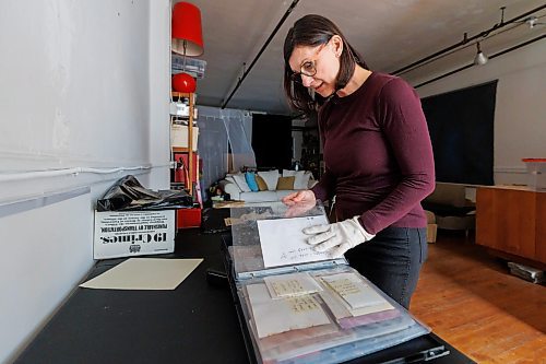 MIKE DEAL / FREE PRESS
Brenda Stuart is a photographer who specializes in solargraphy, a photographic method using a pinhole camera to capture the path of the sun. This is a form of pinhole photography using a long-exposure technique where the arc of the sun’s trails are recorded onto photographic paper as the sun’s position in the sky changes from solstice to solstice. Images can be made over a day, a week, a month, a year. Or even longer. A clear sunny day will record a strong bright arc across the photo paper. When the days are cloudy or partially cloudy the camera records dots and dashes.
Brenda keeps an archive of her photographic paper negatives in her studio. 
Reporter: AV Kitching
250225 - Tuesday, February 25, 2025.