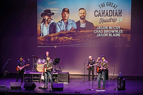 05032025
Country music artists Jason McCoy, Jason Blaine and Chad Brownlee perform together at the Western Manitoba Centennial Auditorium as part of their The Great Canadian Roadtrip 2.0 tour on Wednesday evening.
(Tim Smith/The Brandon Sun)