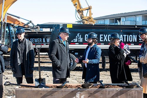 MIKAELA MACKENZIE / FREE PRESS
	

Matthew Slobodian, ICI senior director of origination Canada (left), mayor Scott Gillingham, DJ Trudeau, president and CEO of Rockport Investment Group, councillor Janice Lukes, and Paolo Bryant, executive VP and owner of Rockport Investment Group, at the sod-turning ceremony for a Rockport Investment Group development at 1365 Lee Boulevard on Thursday, March 6, 2025. The build is funded by CMHC, and 15% of the units will be designated as affordable housing.

Standup.
Winnipeg Free Press 2025