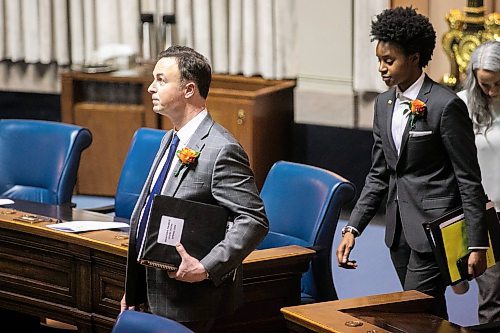 MIKAELA MACKENZIE / FREE PRESS
	

Finance minister Adrien Sala walks into the legislative chamber on budget day at the Manitoba Legislative Building on Thursday, March 20, 2025.

For budget stories.
Winnipeg Free Press 2025