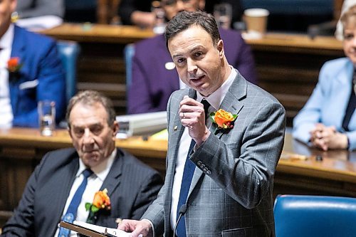 MIKAELA MACKENZIE / FREE PRESS
Finance minister Adrien Sala reads the budget speech in the legislative chamber at the Manitoba Legislative Building on Thursday, March 20, 2025.
For budget stories.
Winnipeg Free Press 2025