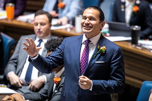 MIKAELA MACKENZIE / FREE PRESS
Premier Wab Kinew speaks in the legislative chamber on budget day at the Manitoba Legislative Building on Thursday, March 20, 2025.
For budget stories.
Winnipeg Free Press 2025