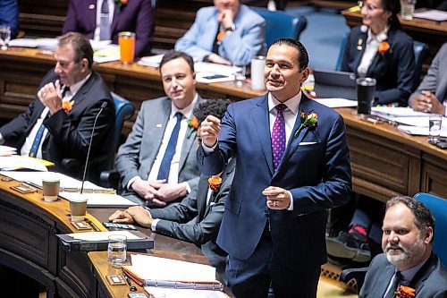 MIKAELA MACKENZIE / FREE PRESS
Premier Wab Kinew speaks in the legislative chamber on budget day at the Manitoba Legislative Building on Thursday, March 20, 2025.
For budget stories.
Winnipeg Free Press 2025