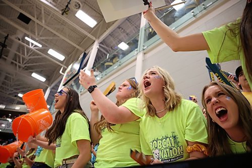23032025
Brandon University Bobcats fans cheer on the Bobcats during the 2025 U SPORTS Men's Volleyball Championship gold medal match against the University of Alberta Golden Bears at the Brandon University Healthy Living Centre on Sunday evening. (Tim Smith/The Brandon Sun)