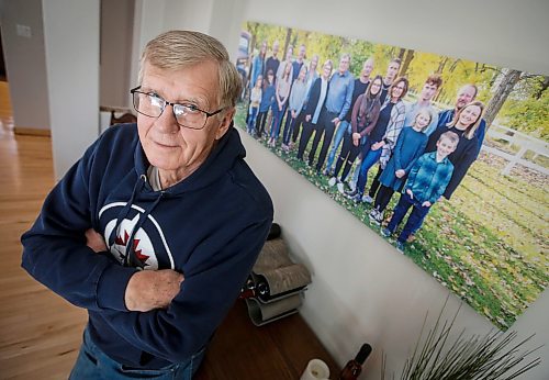 JOHN WOODS / WINNIPEG FREE PRESS
John Funk, who is awaiting heart surgery, is photographed with a family photo in his home in Niverville Monday, March 25, 2025. Funk was told that he needed bypass within four days after an angiogram in January, Funk has not received the surgeon, in-fact, he is still waiting to see a surgeon.

Reporter: chris