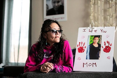 Charlene Williams, whose daughter’s 2021 murder is still unsolved, is shown in her home on Friday. She is hoping for justice for her daughter, and said updates like the identification of Buffalo Woman always bring back painful memories and emotions. (Mikaela MacKenzie/Winnipeg Free Press)