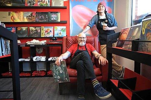 Ruth Bonneville / Free Press
ENT - Two French Men
Photo of Ryan (dad) and Sam (son( French on a big red, leather chair in their newly opened record and coffee shop.
Two French men РRyan and Sam French, to be exact Рhave opened a new record and coffee shop on Tache, giving the busy St. Boniface commercial strip its only music store. The father-son duo started discussing the idea of opening a record shop this spring, with dad Ryan, 54, leaving his corporate gig in the coffee packaging industry and Sam, 22, putting his anthropology and archaeology studies on hold to give the store its start earlier this month.
See story by Ben Waldman
Oct 28th, , 2024