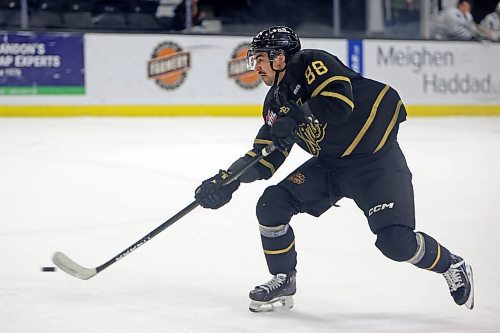Brandon Wheat Kings forward Matteo Michels (88) carries the puck against the Wenatchee Wild at Westoba Place in February. The Ontario-born Texan is an elite skater. (Tim Smith/The Brandon Sun)