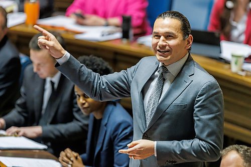 Premier Wab Kinew during opening of the spring session of the Manitoba Legislature March 5. Working together, rather than against one another, could improve politics — for everyone, John R. Wiens writes. (Mike Deal/Winnipeg Free Press files)