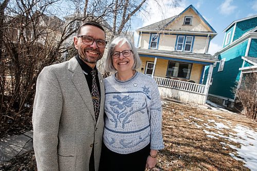 JOHN WOODS / FREE PRESS
Howard R. Engel, president and CEO of The Marshall McLuhan Initiative (MMI), and Esther June, MMI treasurer, are photographed at a house on Gertrude where Marshall McLuhan once lived Sunday, April 6, 2025. The MMI plans to renovate and use the building as a McLuhan educational centre. 

Reporter: nicole