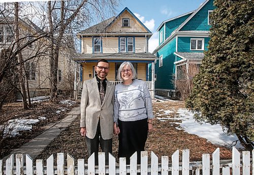 JOHN WOODS / FREE PRESS
Howard R. Engel, president and CEO of The Marshall McLuhan Initiative (MMI), and Esther June, MMI treasurer, are photographed at a house on Gertrude where Marshall McLuhan once lived Sunday, April 6, 2025. The MMI plans to renovate and use the building as a McLuhan educational centre.
Reporter: nicole