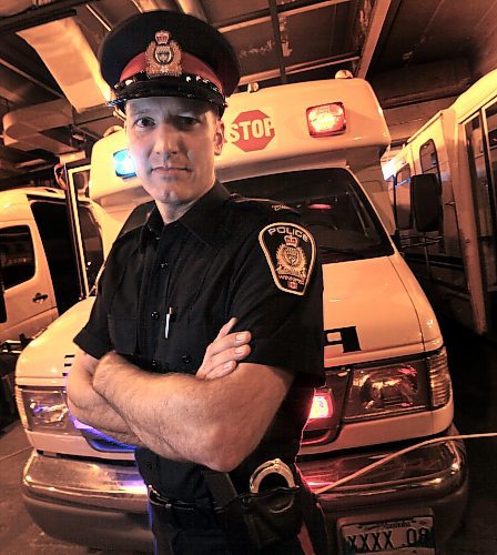 Cst. Stephane Fontaine the WPS’s Impaired Driving Counter Measures Coordinator poses in front to the Check Stop Van Monday. He spoke to Gord S. re: Testing for marijuana impairment. See Gord Sinclair story. November 16, 2015 - (Phil Hossack / Winnipeg Free Press)