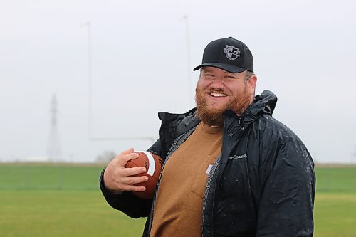 Westman Youth Football Association president Brady Dane stands in front of the new goal posts that were set into the ground at Boyd Stadium days after it happened last May. (Perry Bergson/The Brandon Sun)
May 19, 2024