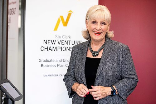MIKAELA MACKENZIE / FREE PRESS
Debra Jonasson-Young, I.H. Asper executive director for entrepreneurship at the Stu Clark Centre for Entrepreneurship, on Monday, April 21, 2025. The Stu Clark New Venture Championships, where teams from universities across Canada and the U.S. are coming to pitch their business ideas in a friendly competition, are taking place this weekend.
For Gabby story.
Winnipeg Free Press 2025