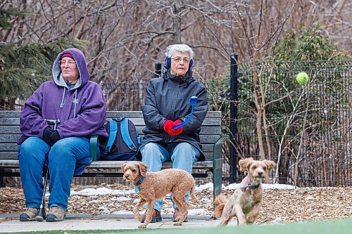 Gale M’Lot (left) and Carol Briggs with Gus and Sally. M’Lot says the prices of preventive medications against Lyme disease and heartworm take a sizable sum from her budget, but she says they’re worth it. (Mike Deal/Winnipeg Free Press)