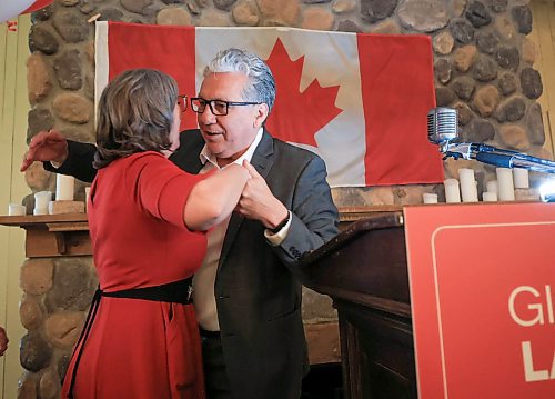 Ruth Bonneville  / Free Press 

Local - Election St. Boniface / St. Vital

Liberal candidte for St. Boniface / St. Vital riding Ginette Lavack celebrates her victory with former leader Dan Vandal at Fort Gibralter  Monday. 

April 28th,  2025
