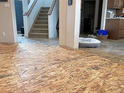 Marc LaBossiere / Free Press
Adding secondary sub-floor along the areas adjacent to the existing flooring provides a level surface throughout the main floor.