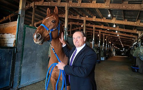 Ruth Bonneville  / Free Press 

Sports  Assiniboia Downs Opening 

Photo of Assiniboia Downs CEO Darren Dunn with horse Magic Tiger at Assiniboia Downs Backstretch Friday.

Story: Opening of Assiniboia Downs Live Race Meeting


May 09,  2025

 