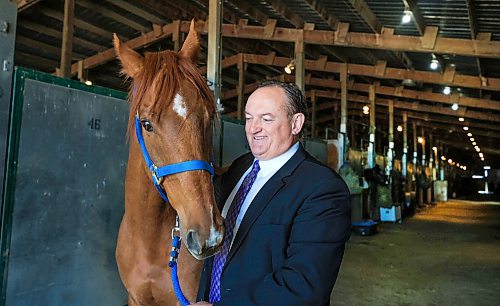 Ruth Bonneville  / Free Press 

Sports  Assiniboia Downs Opening 

Photo of Assiniboia Downs CEO Darren Dunn with horse Magic Tiger at Assiniboia Downs Backstretch Friday.

Story: Opening of Assiniboia Downs Live Race Meeting


May 09,  2025

 