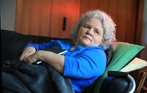 Ruth Bonneville / Free Press
Silent Symptoms ME/CFS - Beverley Friesen
Photo of Beverley Friesen with her computer lying down on her couch which she does for many hours during the day due to her condition.
Bev Friesen is one of three case studies in this Silent Symptoms story. She was diagnosed at 42yrs, she is now 68yrs. Her fatigue has sometimes been so bad that she’s spent 22 out of 24 hours lying down. Friesen does a lot of advocacy work on behalf of the 21k ME/CFS patients in the province and organizes events for the Manitoba ME/CFS support group.
See AV story.
May 13th, 2025