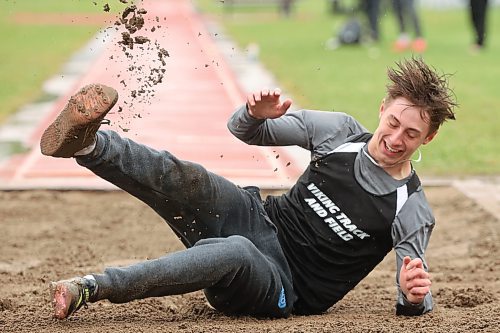 Vincent Massey's Zach Redekop won the varsity boys long jump at 5.85 metres. (Tim Smith/The Brandon Sun)