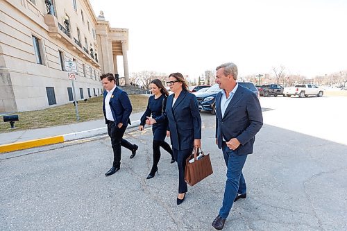 MIKE DEAL / FREE PRESS
Heather and her family leave the Legislative building. (From left) son, Tommy, daughter, Victoria, and husband Jason.
Former premier Heather Stefanson announced in the legislature Thursday that she is resigning her Tuxedo seat.
240425 - Thursday, April 25, 2024.