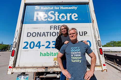MIKE DEAL / FREE PRESS
Cynthia Burke, an environmental manager in Manitoba’s film industry with Kelly Krentz, procurement manager for Habitat for Humanity Re-Store. One of the movies Cynthia worked on just won an international sustainability award and lots of construction materials from that film were donated to Habitat instead of ending up in the landfill.
Reporter: Eva Wasney
250522 - Thursday, May 22, 2025.