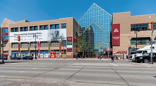 MIKE DEAL / FREE PRESS
The main entrance to Portage Place Shopping Centre will be closed so that construction can begin on the new Pan Am Health Centre for Excellence.
Visible signs that True North is making progress on the redevelopment of Portage Place Shopping Centre have arrived and soon access to the building will be shifted to allow for the removal of the Clocktower atrium. The main mall area will still be accessible, including access to Prairie Theatre Exchange, but the main access from Portage Avenue will move to the entrance at Portage and Kennedy Street. The entrances at Portage and Edmonton and Portage and Carlton will be closed as well as the skywalk at the Carlton Street intersection. The Parkade entrance and exit on Carlton will be closed. These changes will start in July and continue for three years.
Reporter: Malak Abas
250526 - Monday, May 26, 2025.