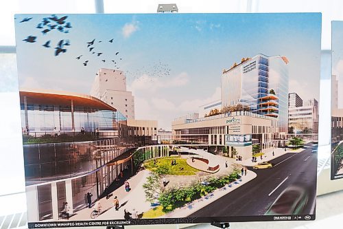 MIKE DEAL / FREE PRESS
Architectural renderings of the new buildings.
Visible signs that True North is making progress on the redevelopment of Portage Place Shopping Centre have arrived and soon access to the building will be shifted to allow for the removal of the Clocktower atrium. The main mall area will still be accessible, including access to Prairie Theatre Exchange, but the main access from Portage Avenue will move to the entrance at Portage and Kennedy Street. The entrances at Portage and Edmonton and Portage and Carlton will be closed as well as the skywalk at the Carlton Street intersection. The Parkade entrance and exit on Carlton will be closed. These changes will start in July and continue for three years.
Reporter: Malak Abas
250526 - Monday, May 26, 2025.