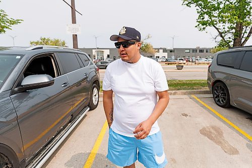 MIKE DEAL / FREE PRESS
Ian Bighetty outside the Victoria Inn Hotel, 1808 Wellington Ave., is in Winnipeg on a short holiday from Thompson, MB, with his girlfriend and four kids. He is worried about his Mother back in Thompson and about the possibility of being evacuated.
Reporter: Tyler Searle
250529 - Thursday, May 29, 2025.