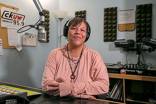 BROOK JONES/FREE PRESS
CKUW's Rez Vibe Connections host Stephanie Kersey, 43, is pictured inside the radio station's announcer's booth at the University of Winnipeg in Winnipeg, Man., Friday, May 30, 2025. Kersey's show airs live Fridays from 5 to 7 p.m.
