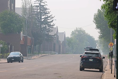 Smoke covers Princess Ave. on Saturday morning. The Air Quality Health Index (AQHI) for Brandon reaches 10+, indicating a "very high risk" level, on Saturday morning, as thick smoke is expected to hang in the air till Saturday night. (Abiola Odutola/The Brandon Sun)