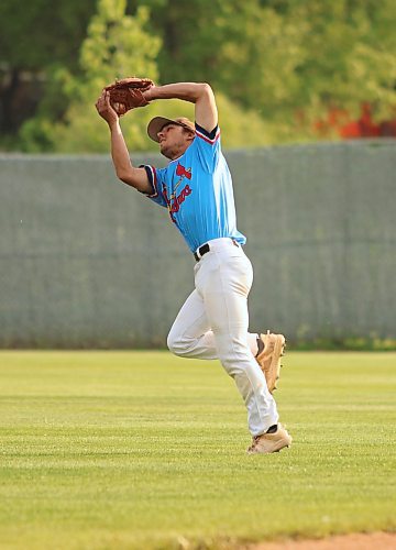 Brandon RFNOW Cardinals shortstop JT Martine makes the final out in the top half of Tuesday's first inning in a game between the two Brandon-based South West Baseball League teams. (Matt Packwood/The Brandon Sun) 