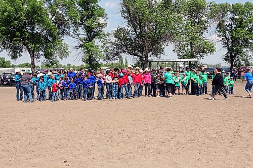 A group of 4-H members from around the southwest gathered in Boissevain this month for the Boissevain 4-H Zone Rally. A total of 76 kids turned up for the event. The activities included horse riding shows, practice showing cattle for show and sales, and a parade through town. The club members gathered at the Boissevain Ag Grounds for a photo in between competitions. In the audience, several people told the Sun they are grandparents of kids in clubs. A cattle producer in his 70s said he had once been a member of 4-H as well, and now comes to show support for his grandkids. (Connor McDowell/Brandon Sun)